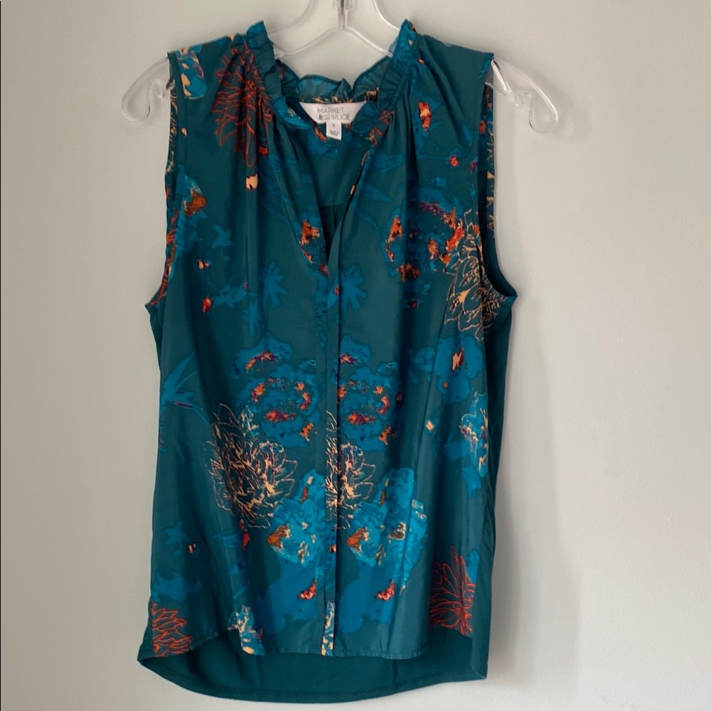 Floral Teal Sleeveless Top by Market & Spruce